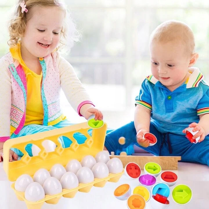 Edukacinė kiaušinių formų dėlionė MalPlay, 12 vnt.