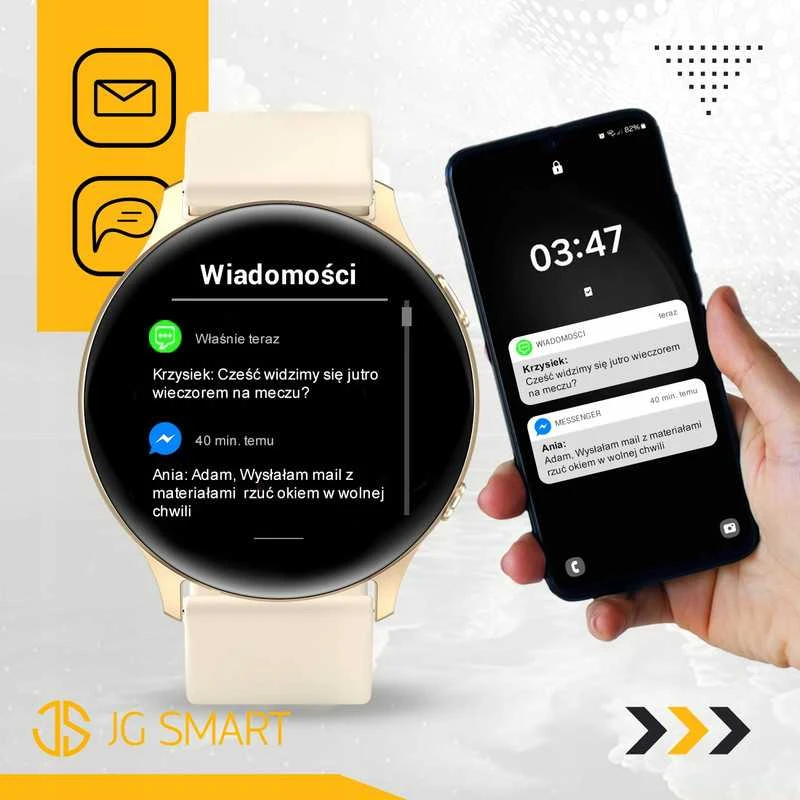 Išmanusis laikrodis Elegantiškas moteriškas smartwatch su funkcijomis: skambučiai, pranešimai, du keičiamieji dirželiai