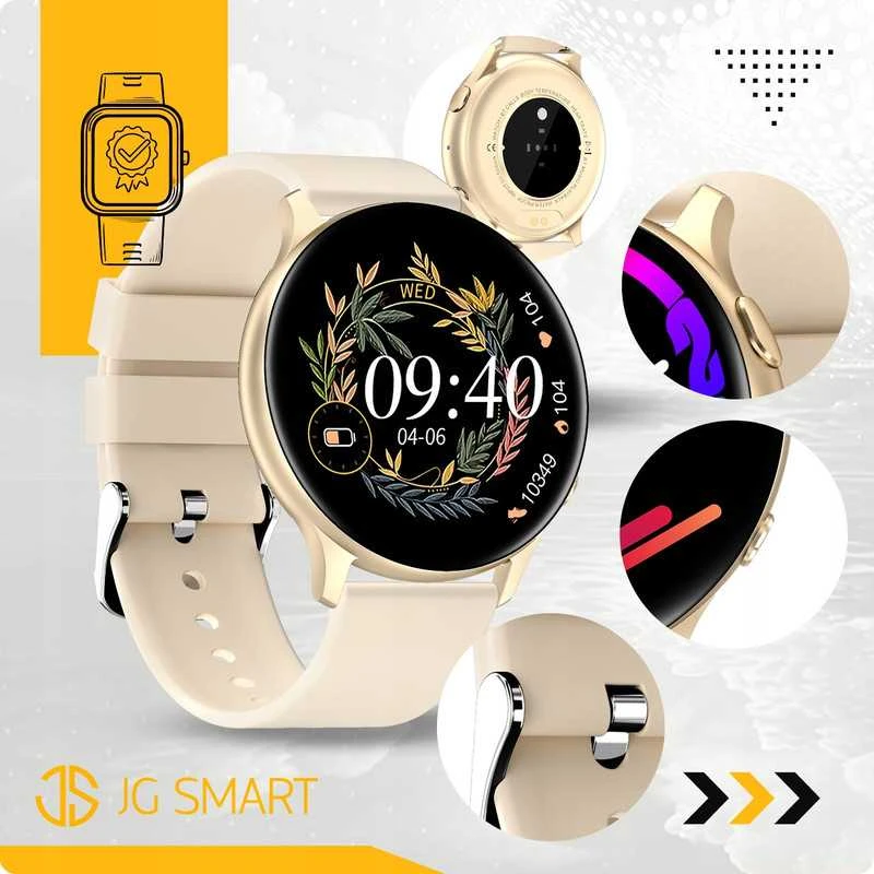 Išmanusis laikrodis Elegantiškas moteriškas smartwatch su funkcijomis: skambučiai, pranešimai, du keičiamieji dirželiai