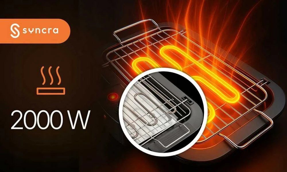 Elektrinis grilis 2000 W – stalo ir pastatomas BBQ su grotelėmis