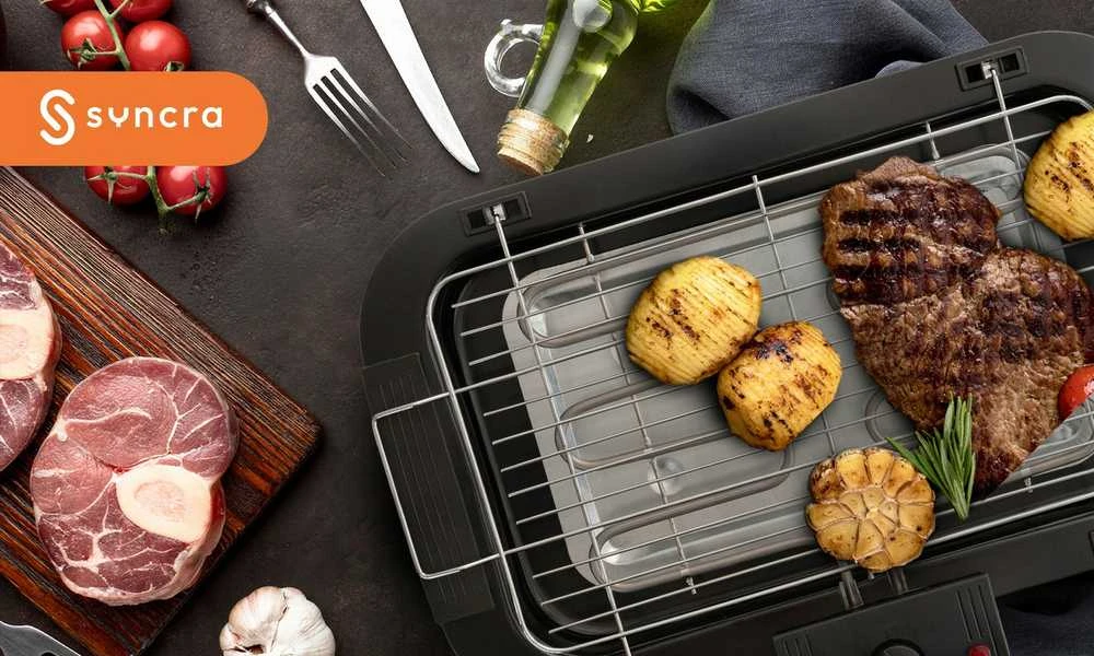 Elektrinis grilis 2000 W – stalo ir pastatomas BBQ su grotelėmis
