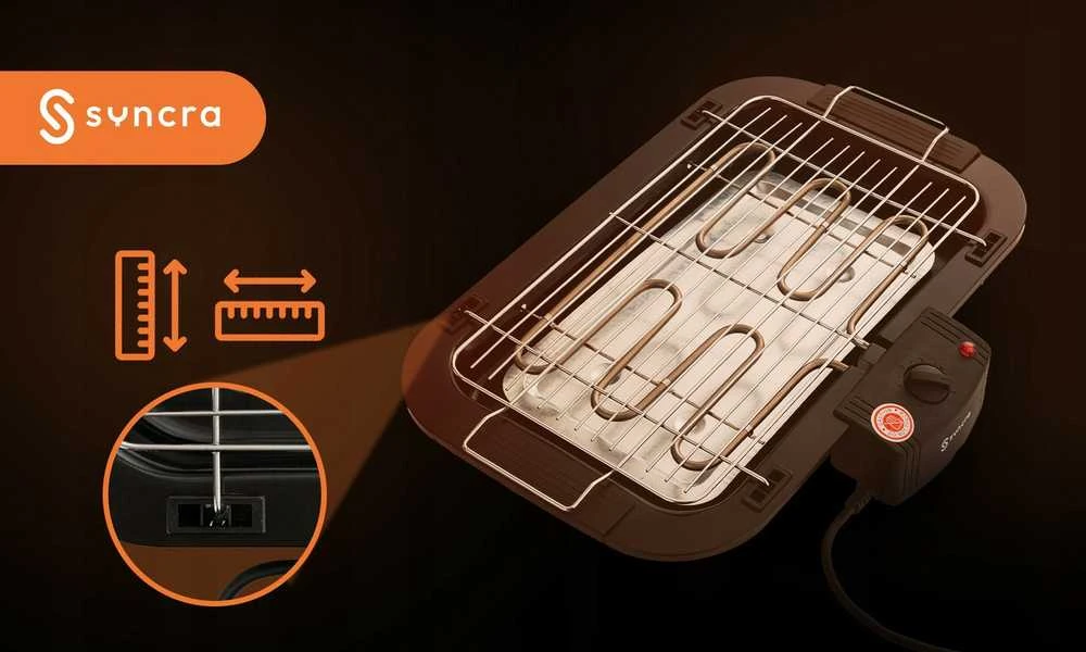 Elektrinis grilis 2000 W – stalo ir pastatomas BBQ su grotelėmis