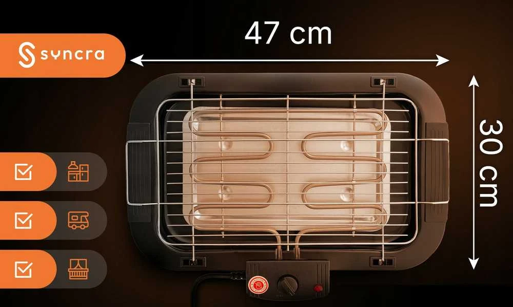 Elektrinis grilis 2000 W – stalo ir pastatomas BBQ su grotelėmis