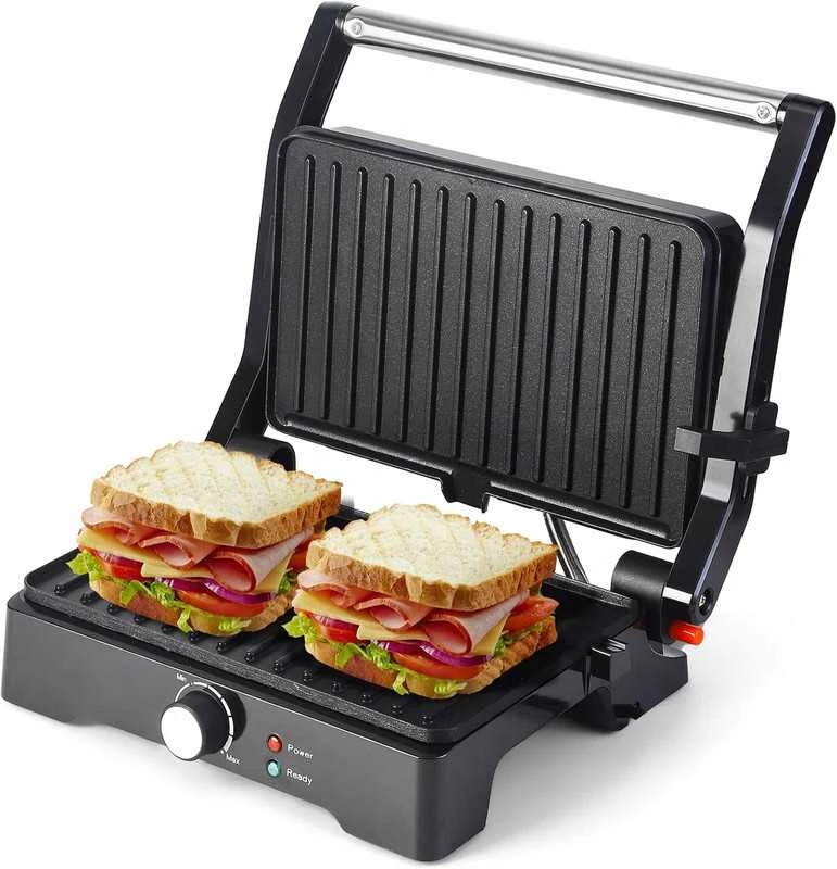 Elektrinis grilis–sumuštinių keptuvas PANINI, atverčiamas 180°, galingas