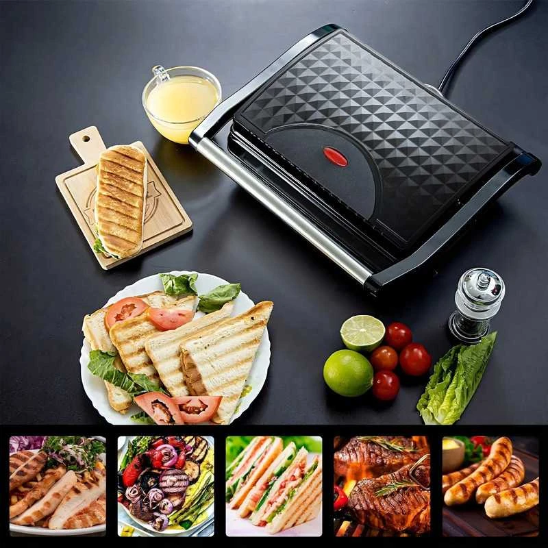 Elektrinis kontaktinis grilis–sumuštinių keptuvas PANINI 750 W, sulankstomas