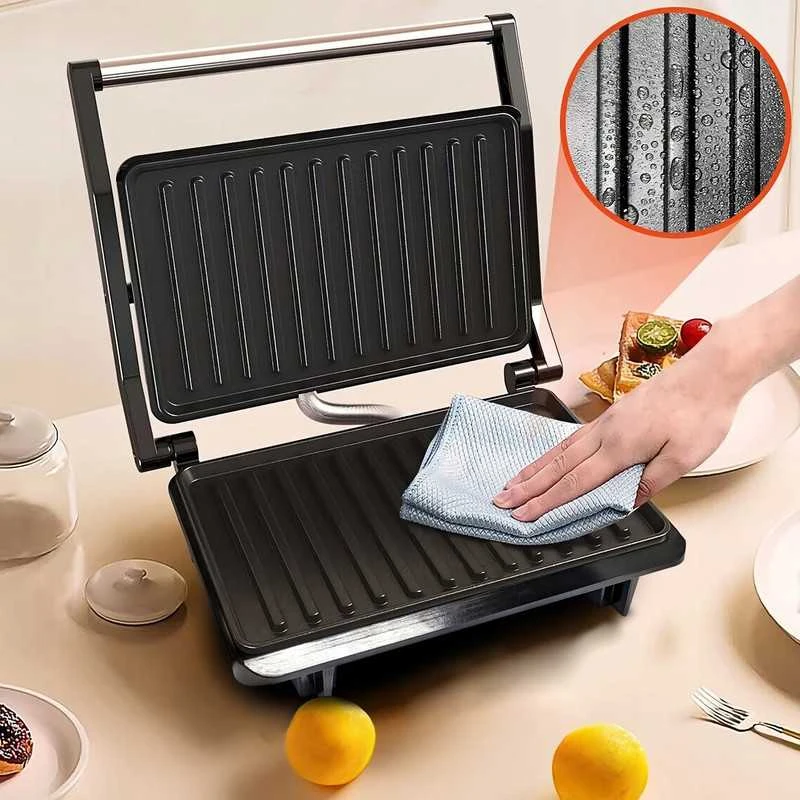 Elektrinis kontaktinis grilis–sumuštinių keptuvas PANINI 750 W, sulankstomas