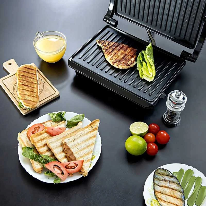 Elektrinis kontaktinis grilis–sumuštinių keptuvas PANINI 750 W, sulankstomas