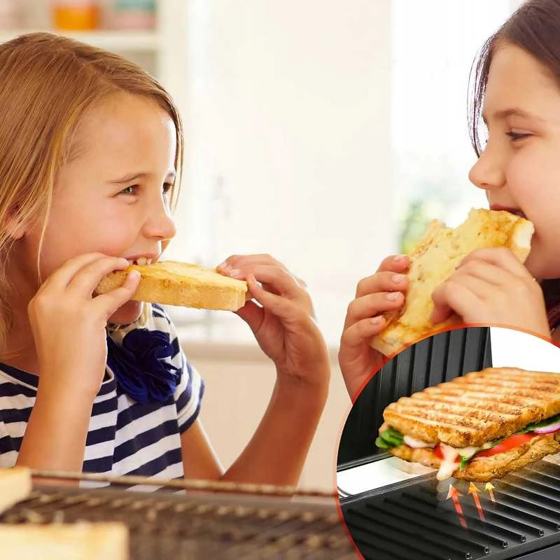 Elektrinis kontaktinis grilis–sumuštinių keptuvas PANINI 750 W, sulankstomas