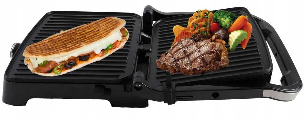 Elektrinis kontaktinis grilis–sumuštinių keptuvas PANINI 2500 W, atverčiamas 180°
