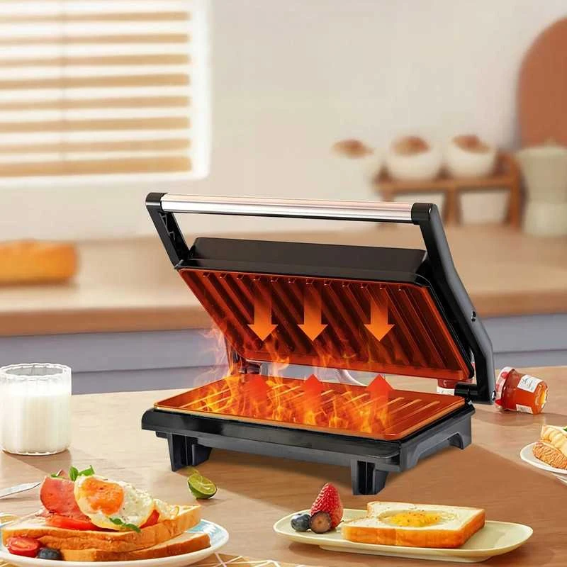 Elektrinis kontaktinis grilis–sumuštinių keptuvas PANINI 750 W, sulankstomas