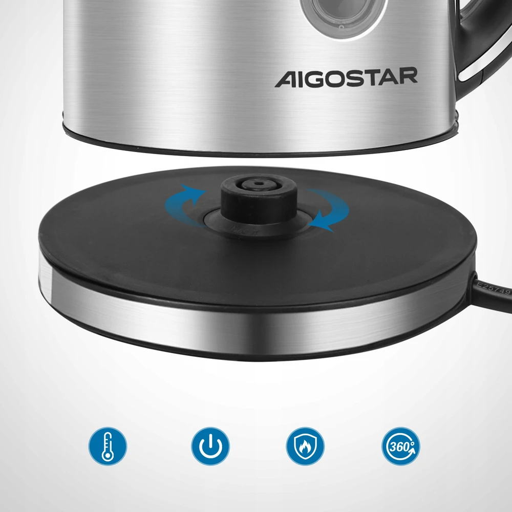 Elektrinis virdulys Aigostar, 1,7 l, sidabrinis