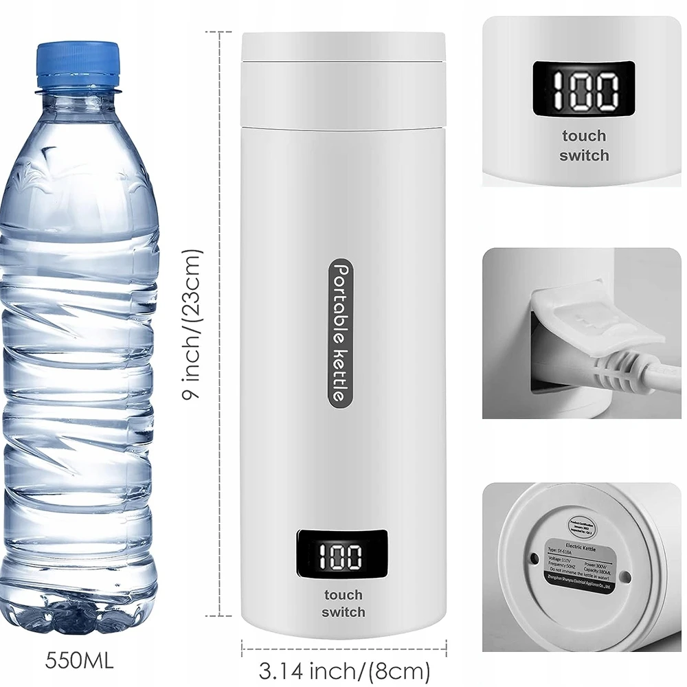Elektrinis virdulys Bedee, 0,38 l, baltas
