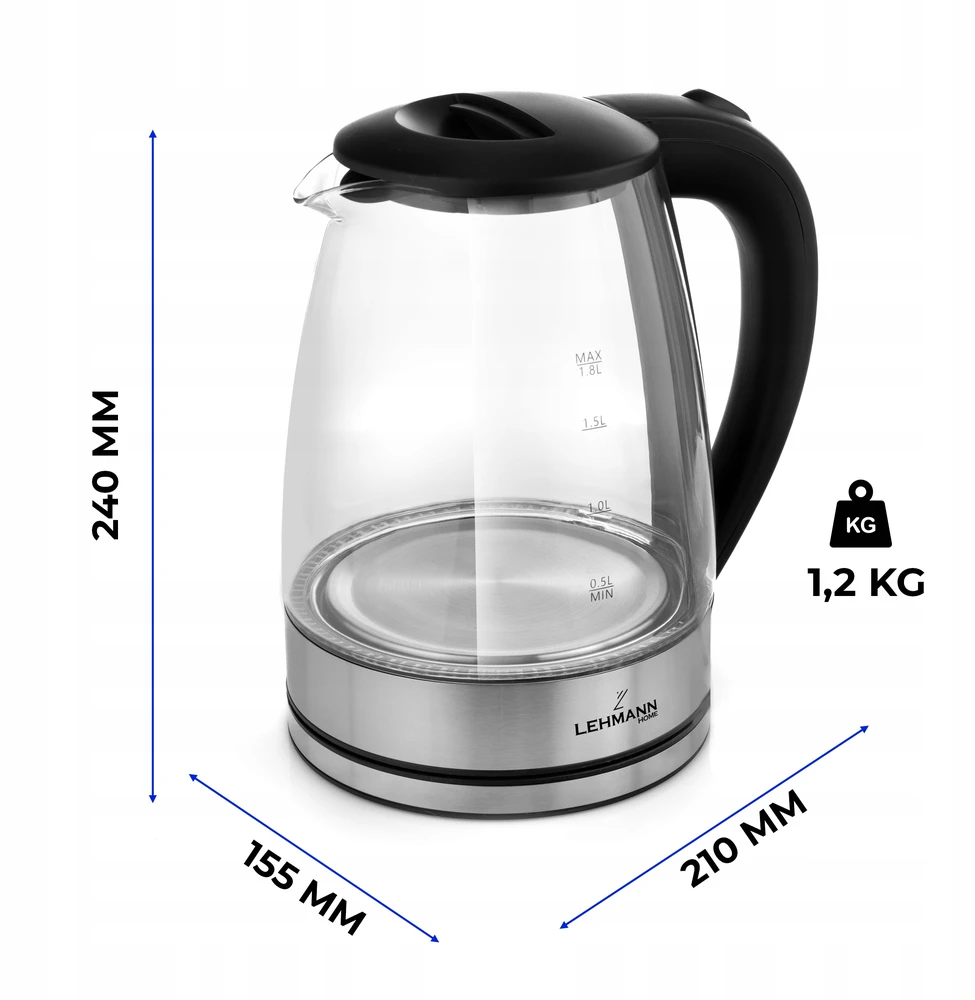 Elektrinis virdulys Lehmann Aqua Glass 10, 2 l