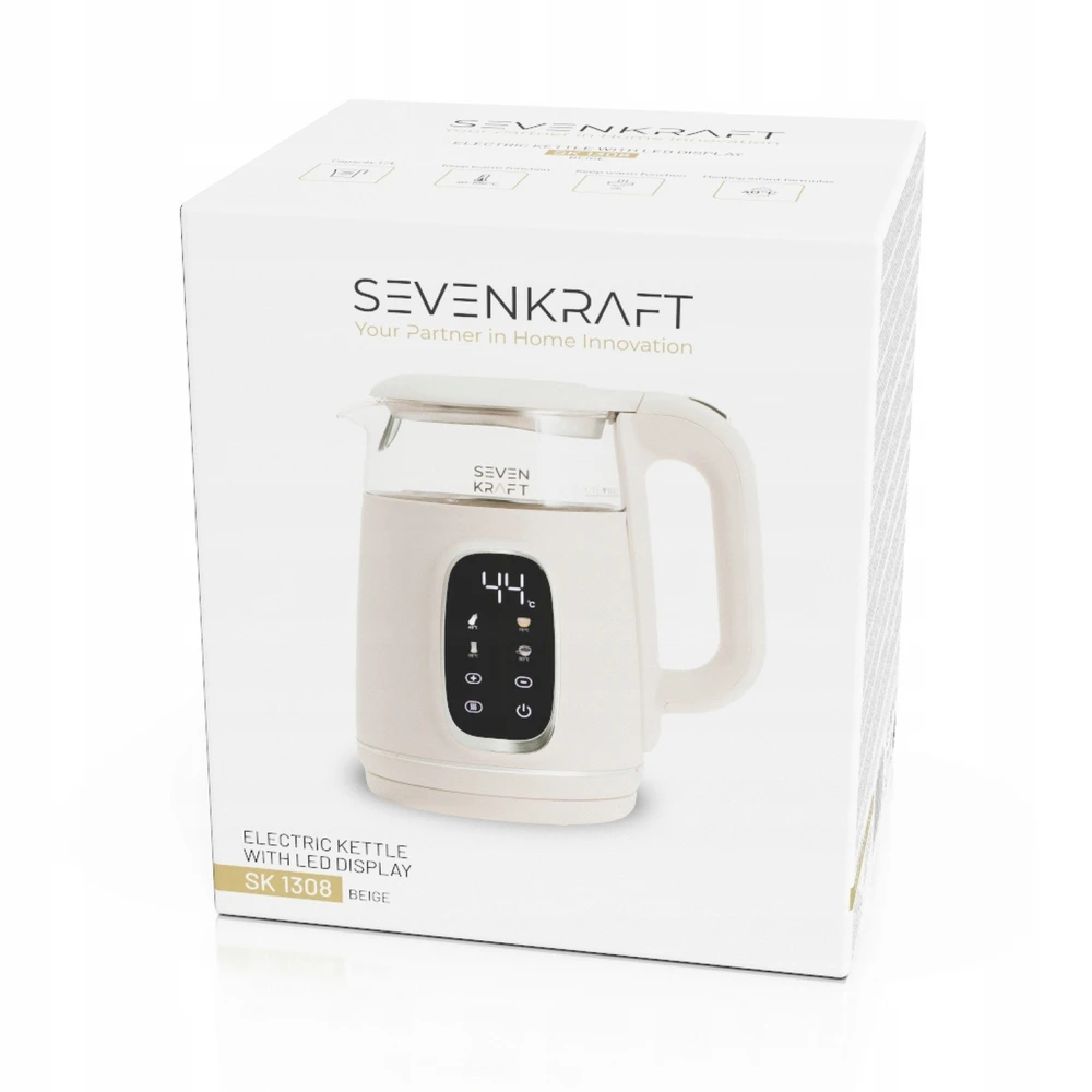 Elektrinis virdulys Sevenkraft, 1,7 l, smėlio spalvos