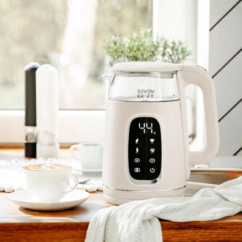 Elektrinis virdulys Sevenkraft, 1,7 l, smėlio spalvos