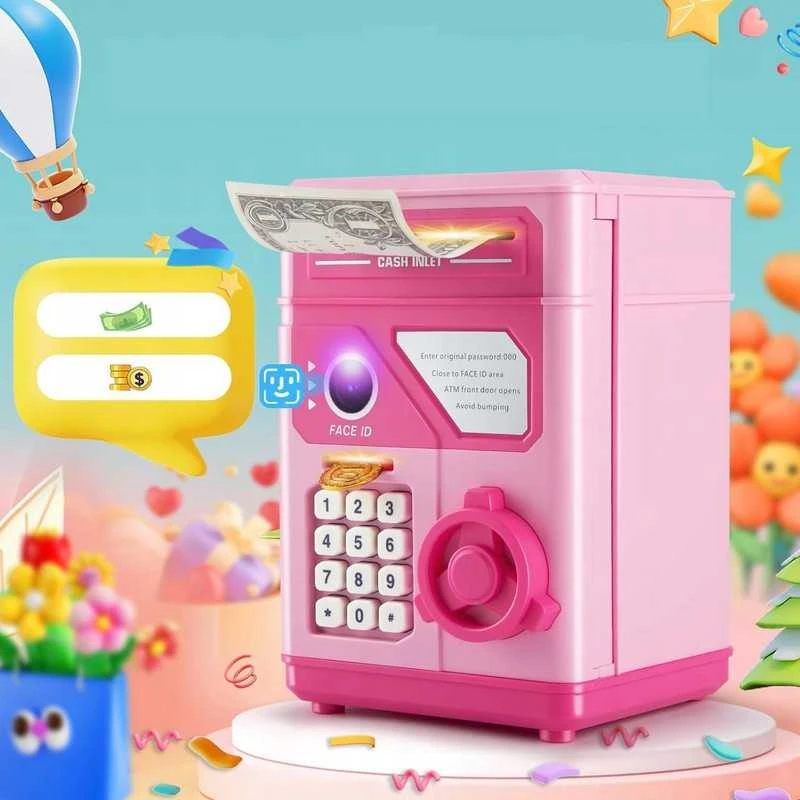 Elektroninė taupyklė–seifas su PIN kodu banknotams ir monetoms