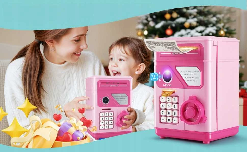 Elektroninė taupyklė–seifas su PIN kodu banknotams ir monetoms