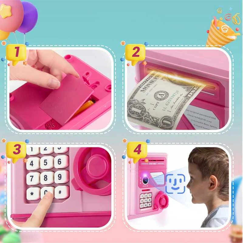 Elektroninė taupyklė–seifas su PIN kodu banknotams ir monetoms
