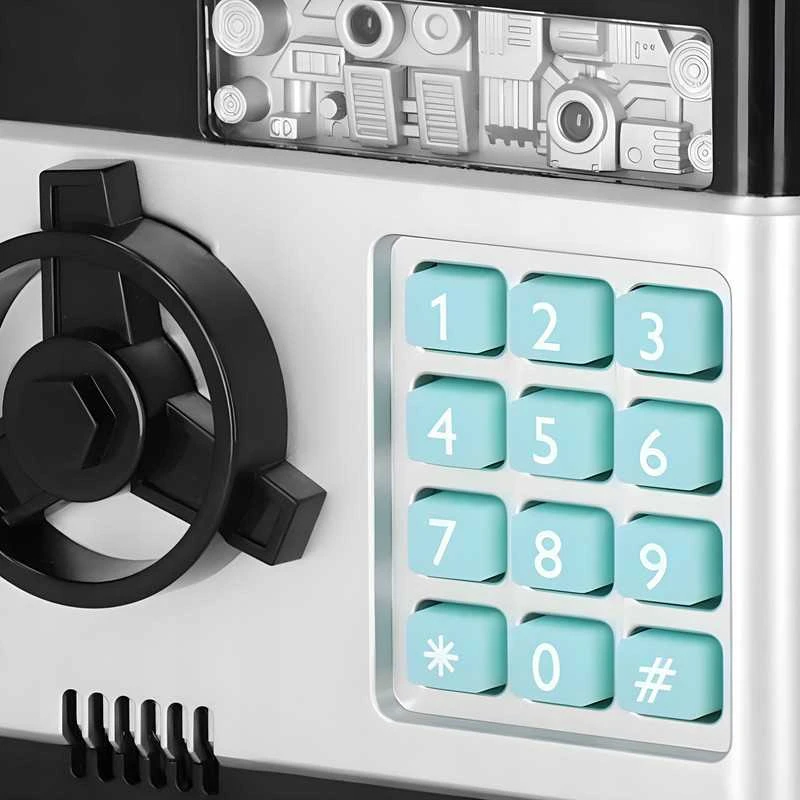 Elektroninė vaikiška taupyklė–seifas ATM su PIN kodu