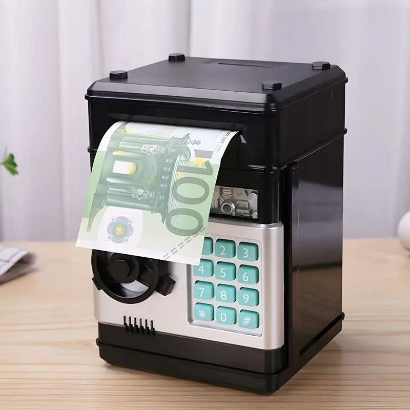 Elektroninė vaikiška taupyklė–seifas ATM su PIN kodu
