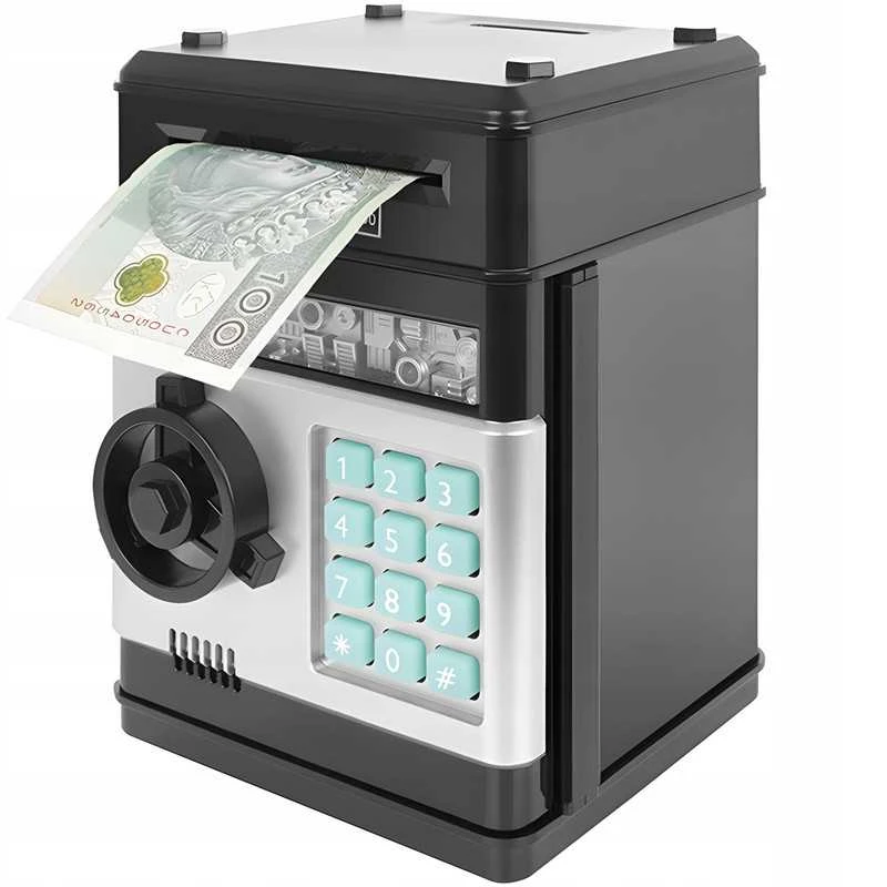 Elektroninė vaikiška taupyklė–seifas ATM su PIN kodu