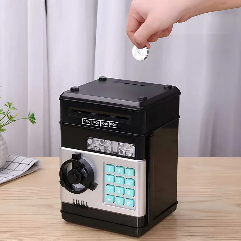 Elektroninė vaikiška taupyklė–seifas ATM su PIN kodu