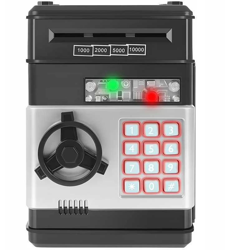 Elektroninė vaikiška taupyklė–seifas ATM su PIN kodu