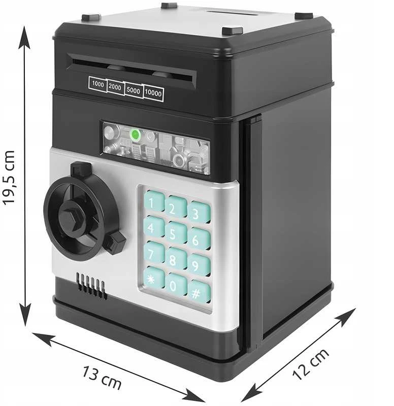 Elektroninė vaikiška taupyklė–seifas ATM su PIN kodu