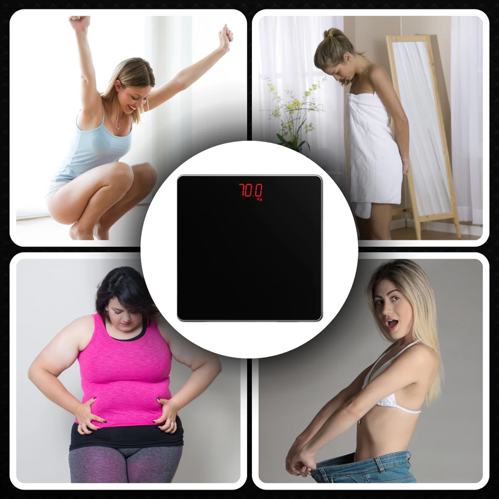 Elektroninės vonios svarstyklės, juodos, 150 kg