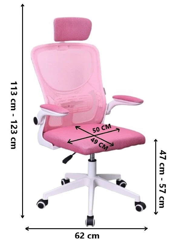 Ergonominė biuro kėdė BATI su tinkleliu, rožinė