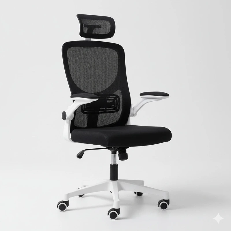Ergonominė biuro kėdė FIBI Juodas & Baltas su mikro tinkleliu