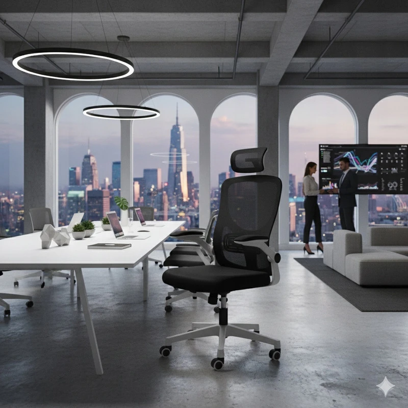 Ergonominė biuro kėdė FIBI Juodas & Baltas su mikro tinkleliu
