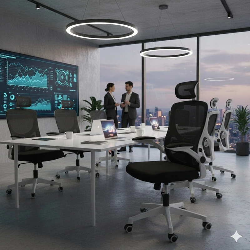 Ergonominė biuro kėdė FIBI Juodas & Baltas su mikro tinkleliu