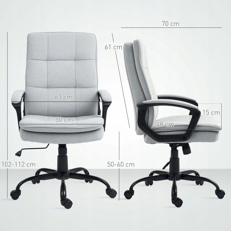 Ergonominė biuro kėdė su supimo funkcija, pilka