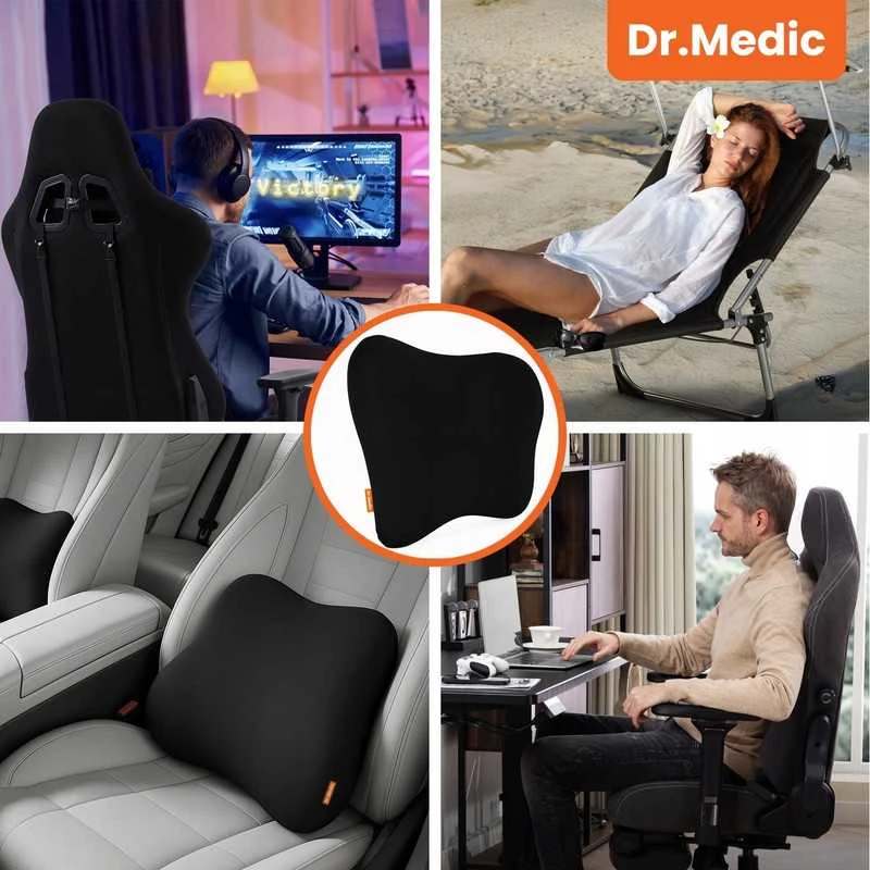 Ergonominė ortopedinė juosmens pagalvė kėdei ir foteliui, Memory Foam