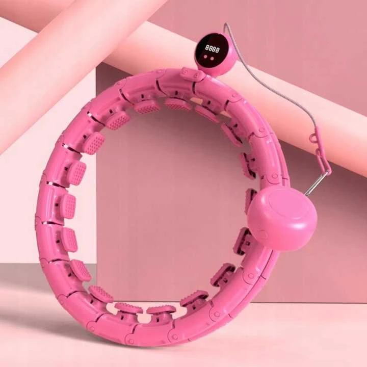 Fitness Hula Hoop su masažuojančiais elementais, svoriu ir treniruotės skaitikliu
