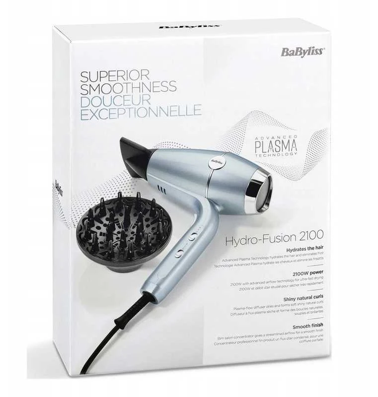 Galingas Babyliss plaukų džiovintuvas Hydro Fusion – profesionalus džiovinimas ir formavimas.