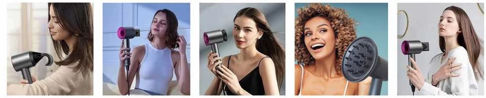 Galingas plaukų džiovintuvas Gertz Flow Intense 1600 W – su 5 skirtingais antgaliais.