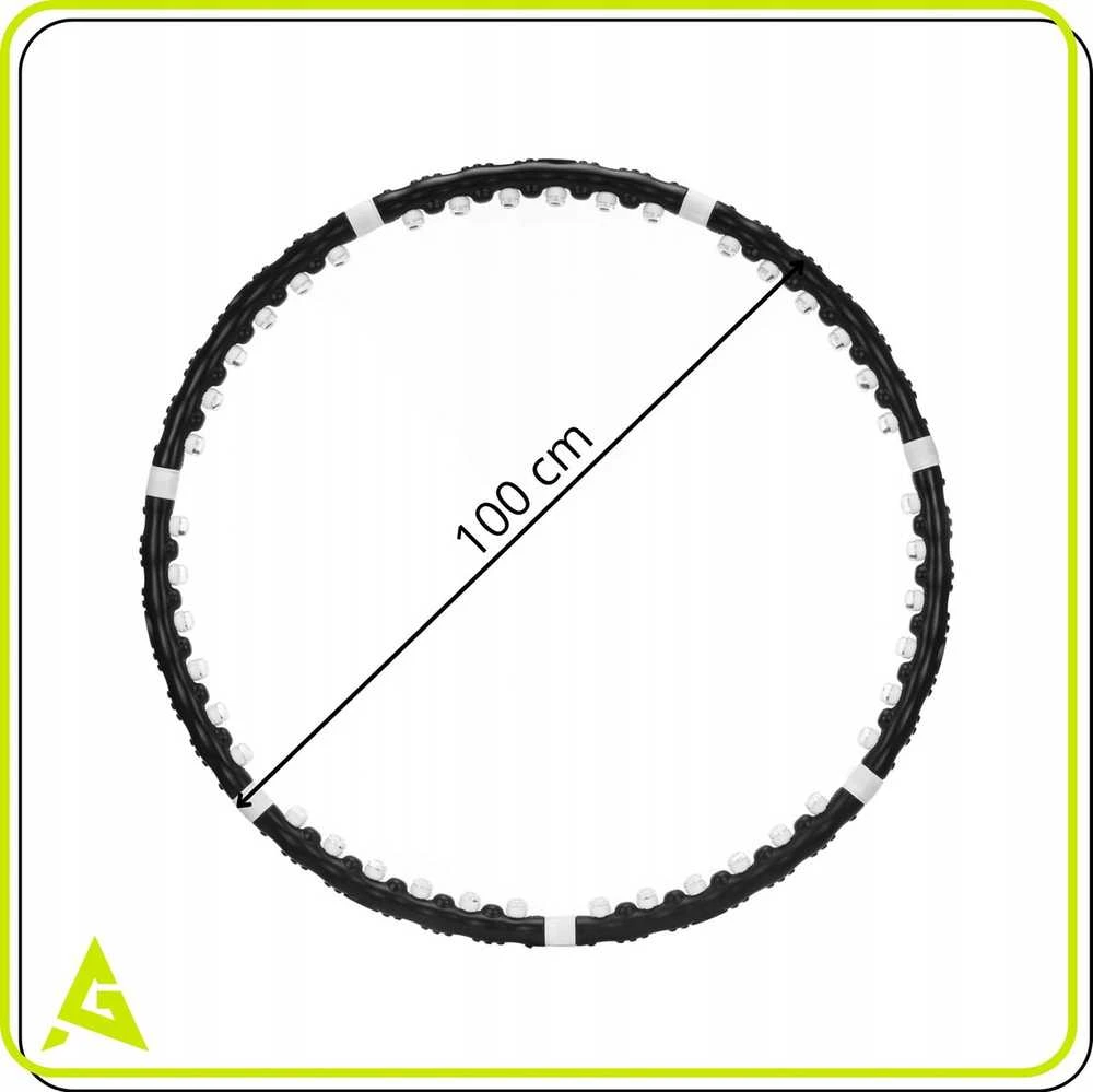 Hula Hoop lankas 100 cm su masažiniais iškilimais, sulankstomas fitness lankas