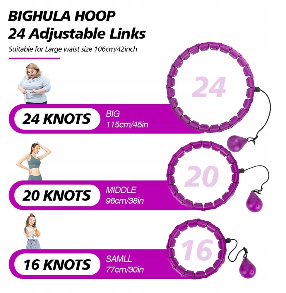 Hula lankas Bedee su svareliu, violetinis