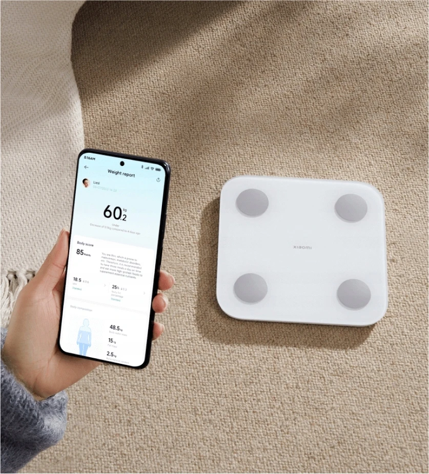 Išmaniosios analitinės svarstyklės Xiaomi Mi Body Composition Scale S400, auksinės