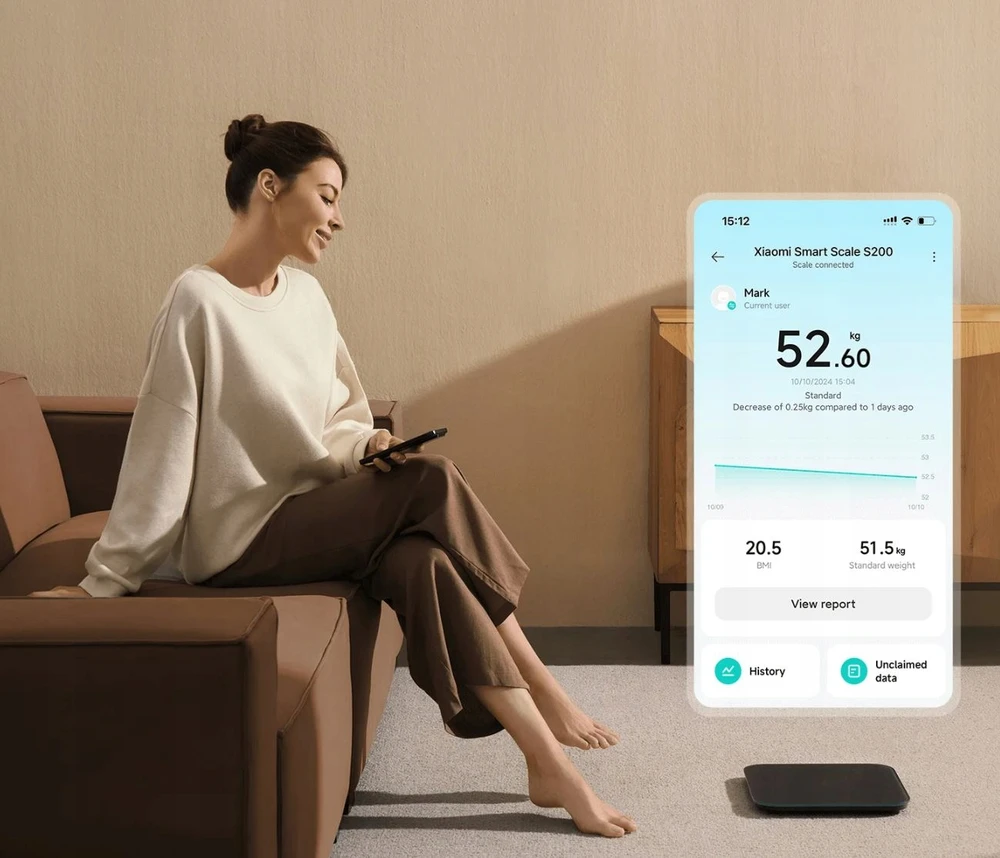 Išmaniosios analitinės svarstyklės Xiaomi Mi Smart Scale S200, baltos