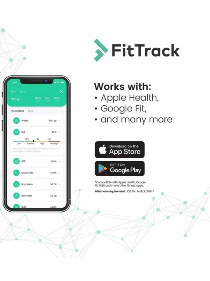 Išmaniosios svarstyklės FitTrack, iki 180 kg