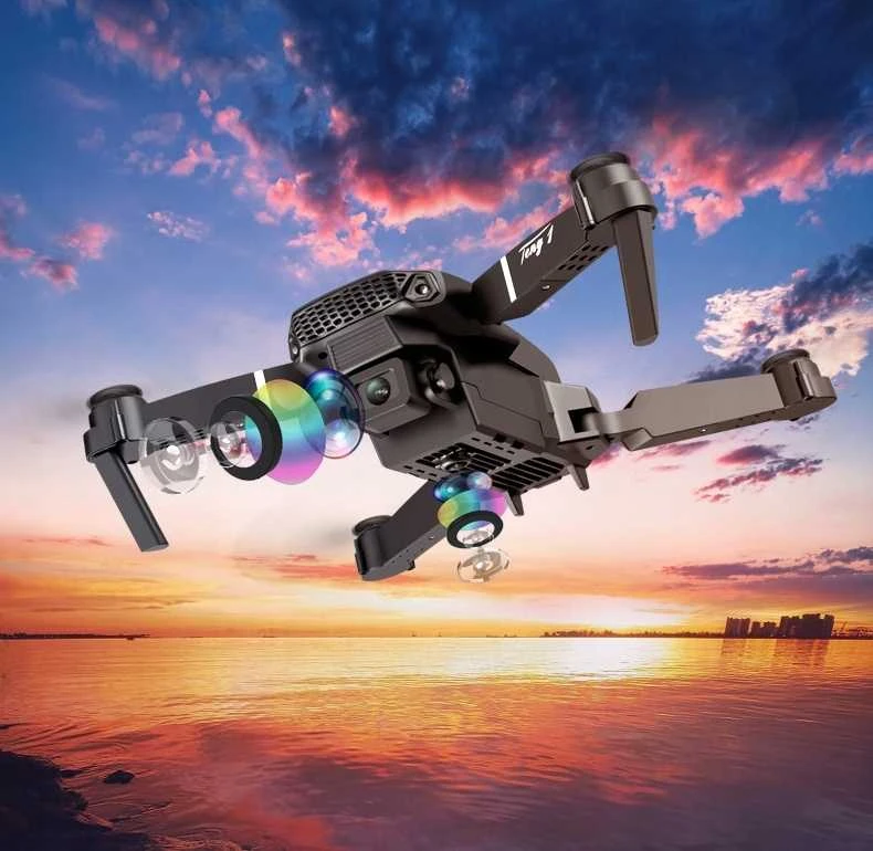 Išmanus 4K WiFi dronas su dviem priekinėmis kameromis ir 3 akumuliatoriais