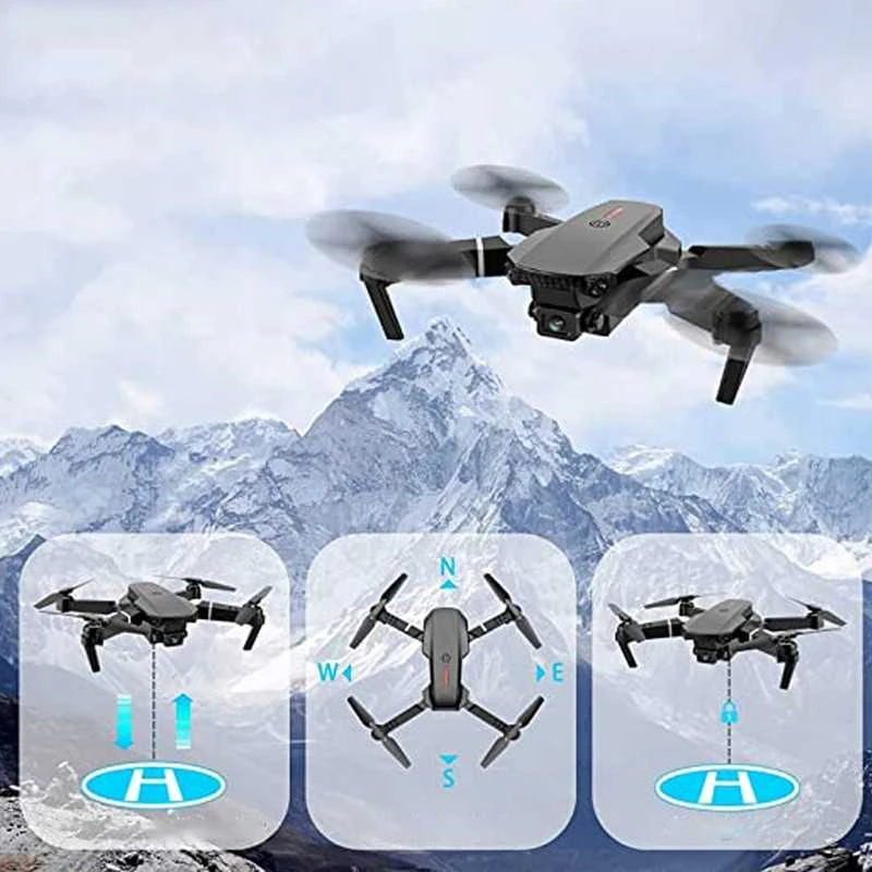 Išmanus 4K WiFi dronas su dviem priekinėmis kameromis ir 3 akumuliatoriais