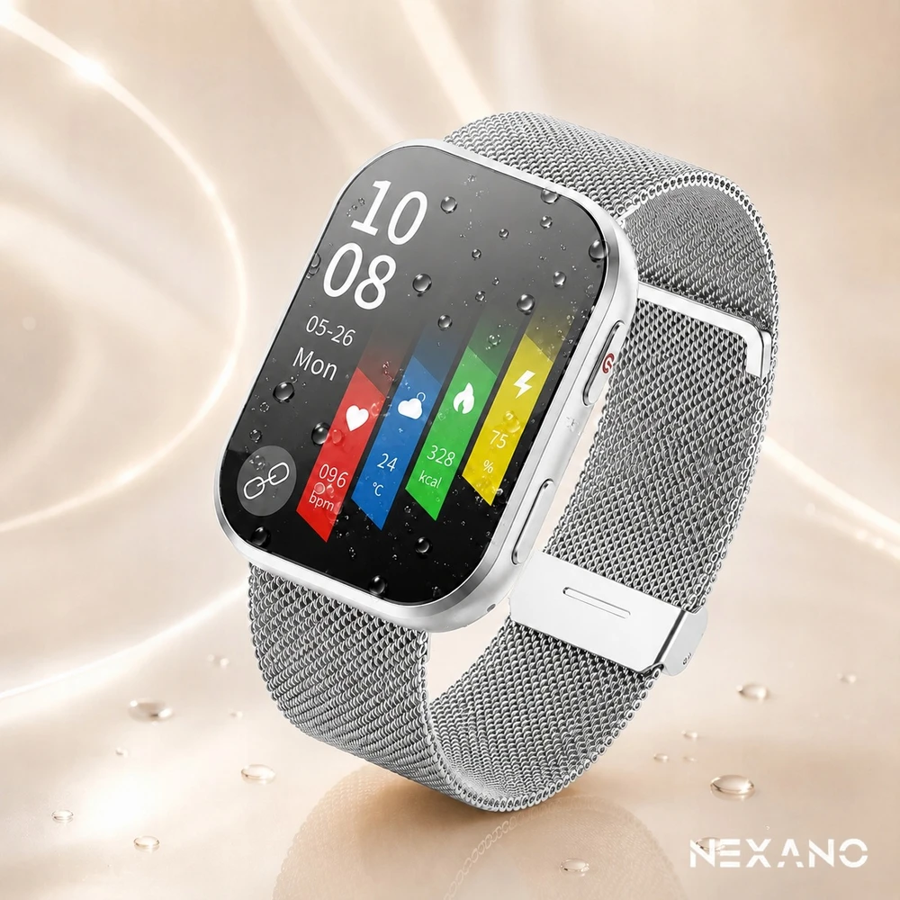 Išmanusis laikrodis Nexano, 1,93″ AMOLED, auksinis