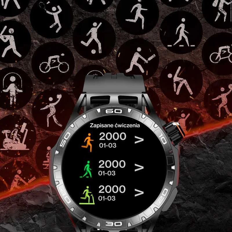 Išmanusis laikrodis vyrams su AMOLED ekranu, sporto funkcijomis, skambučiais ir matavimo funkcijomis