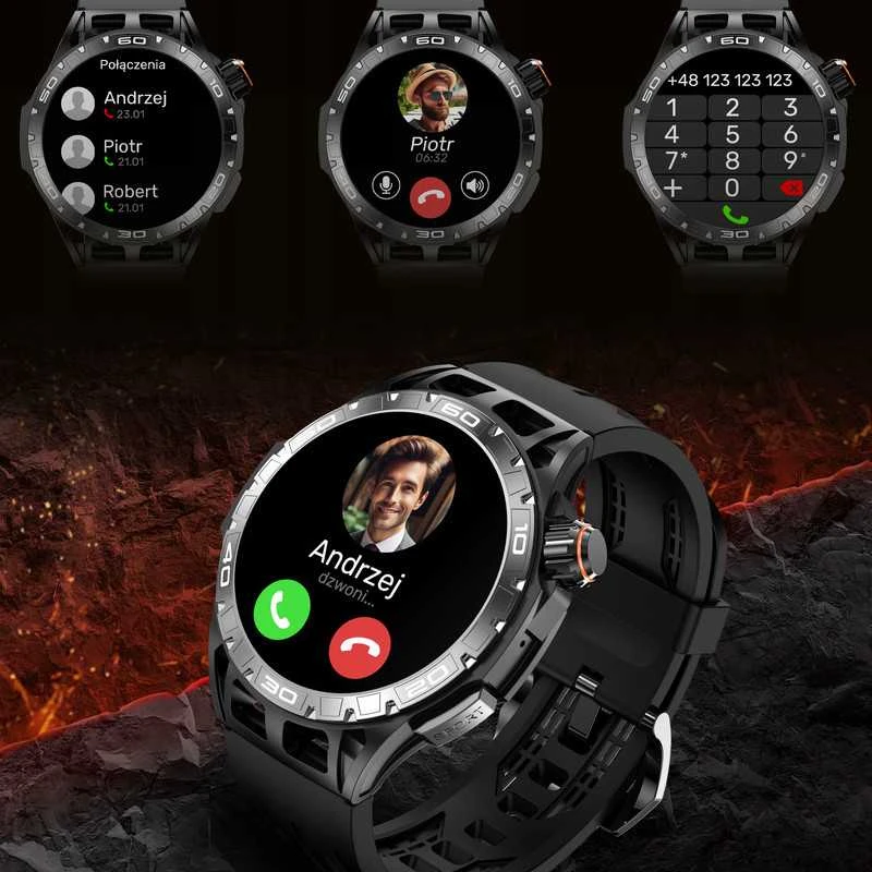 Išmanusis laikrodis vyrams su AMOLED ekranu, sporto funkcijomis, skambučiais ir matavimo funkcijomis