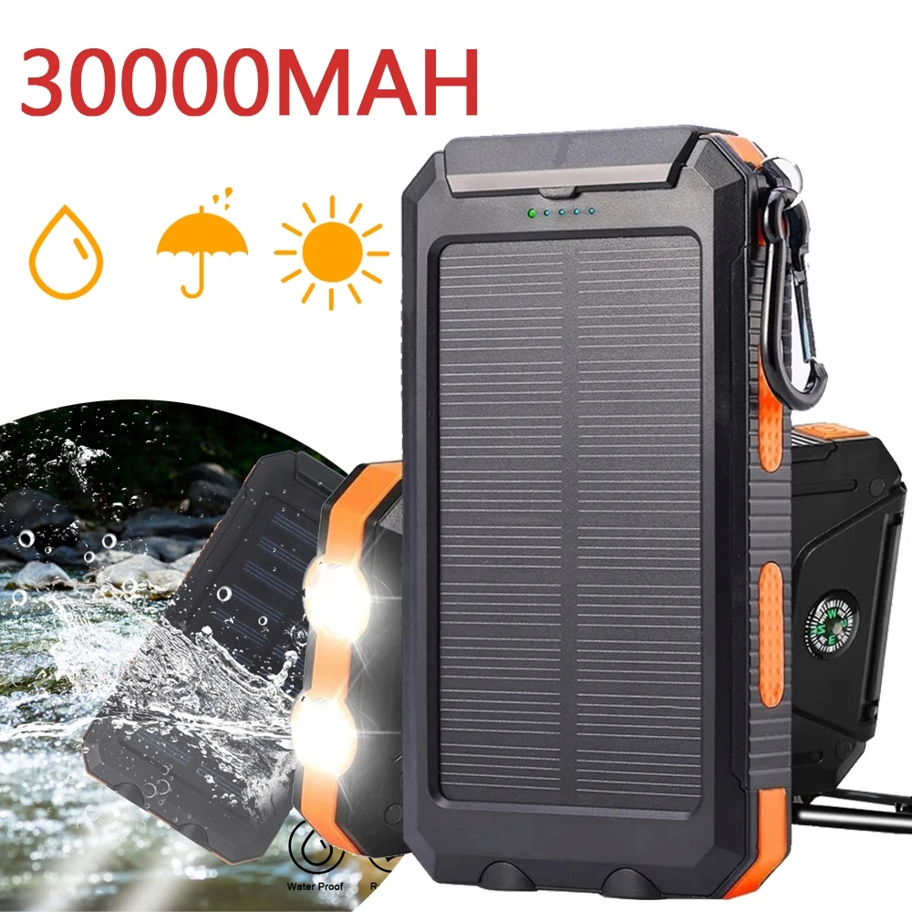 Išorinė baterija 30 000 mAh su LED žibintuvėliu