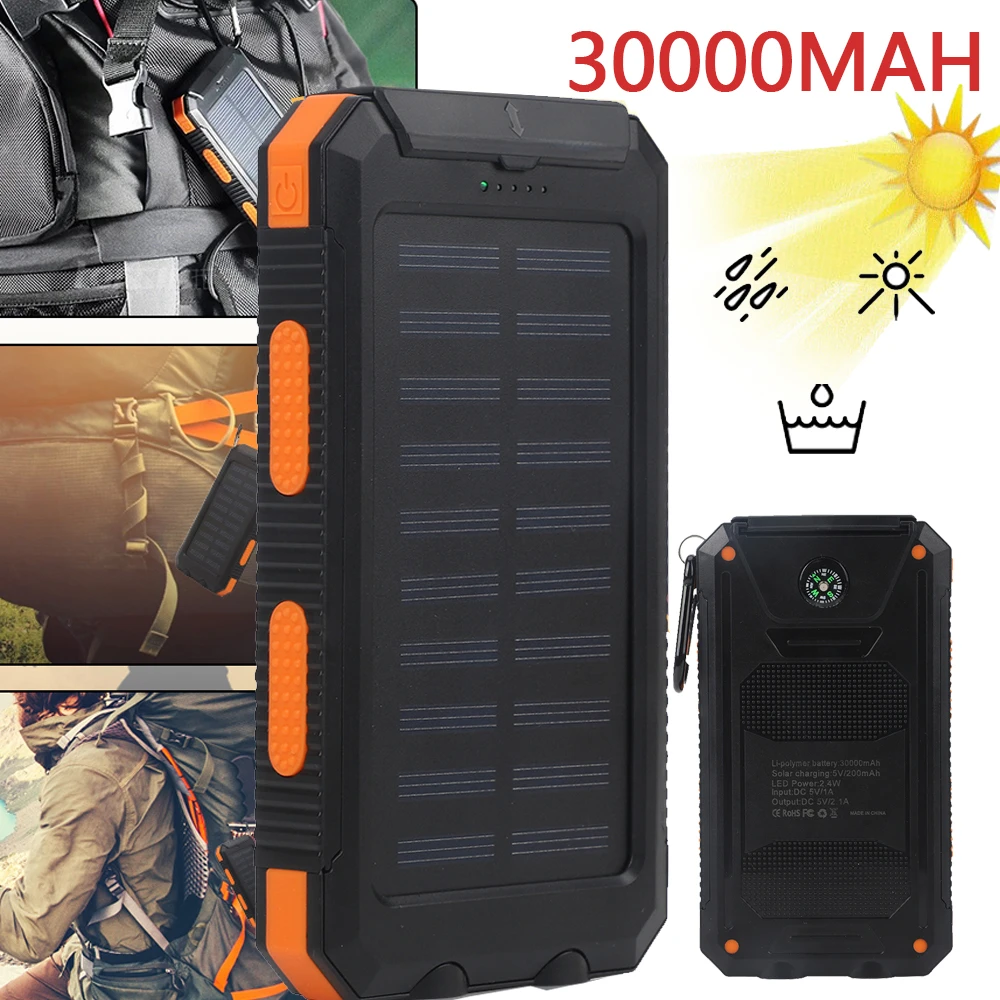 Išorinė baterija 30 000 mAh su LED žibintuvėliu
